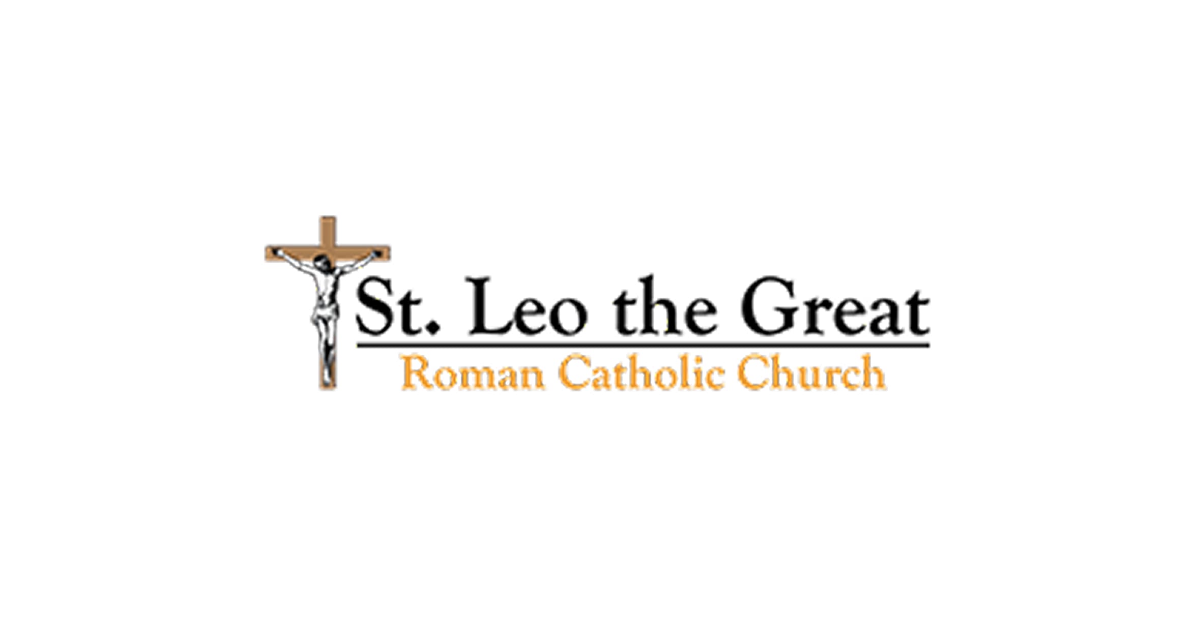 Logo of St. Leo the Great Roman Catholic Church featuring a crucifix.